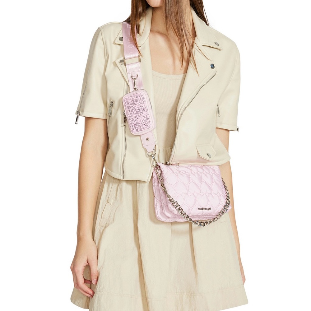 Pink Quilted Crossbody Bag